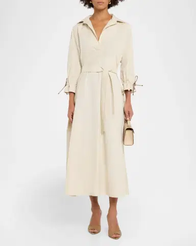 Max Mara Belted A-Line Cotton Midi Dress | Thumbnail 2