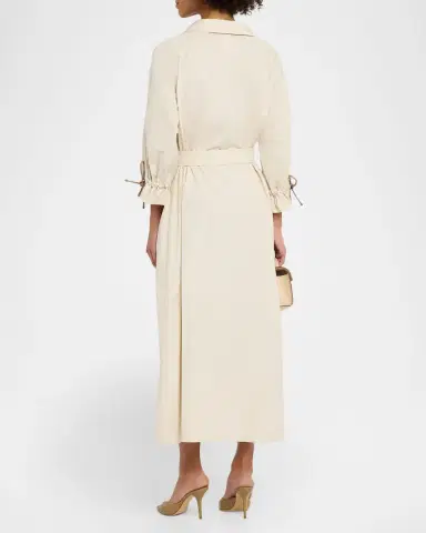 Max Mara Belted A-Line Cotton Midi Dress | Thumbnail 3