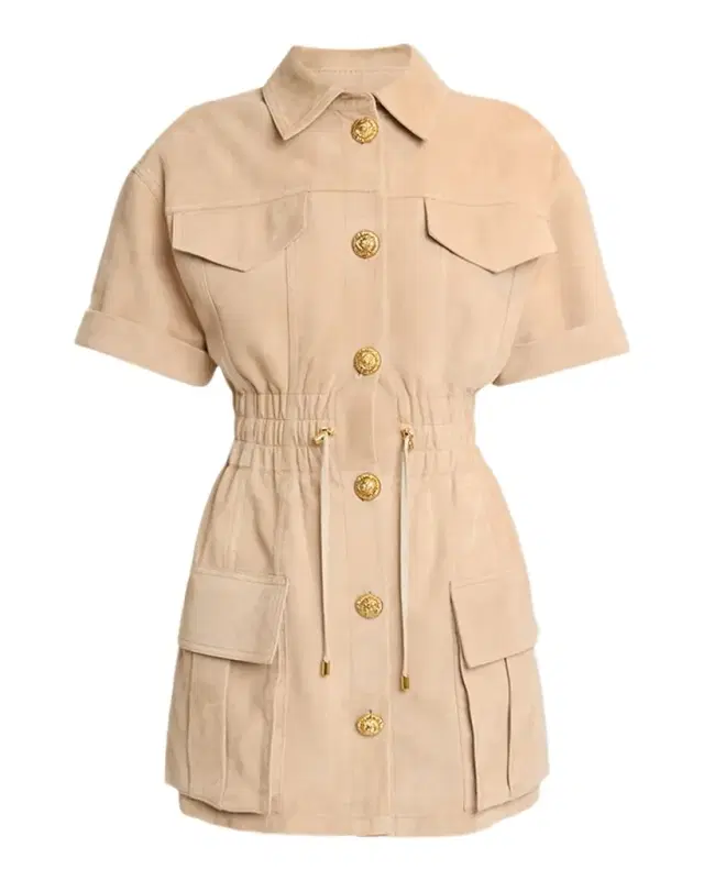 Buttoned Suede Leather Dress