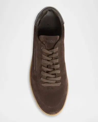 Zegna Men's 232 Suede Low-Top Sneakers | Thumbnail 4 Zegna Men's 232 Suede Low-Top Sneakers | Thumbnail 4