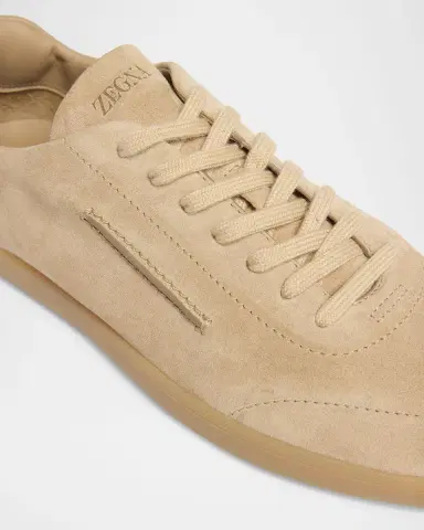 Zegna Men's 232 Suede Low-Top Sneakers | Thumbnail 3 Zegna Men's 232 Suede Low-Top Sneakers | Thumbnail 3