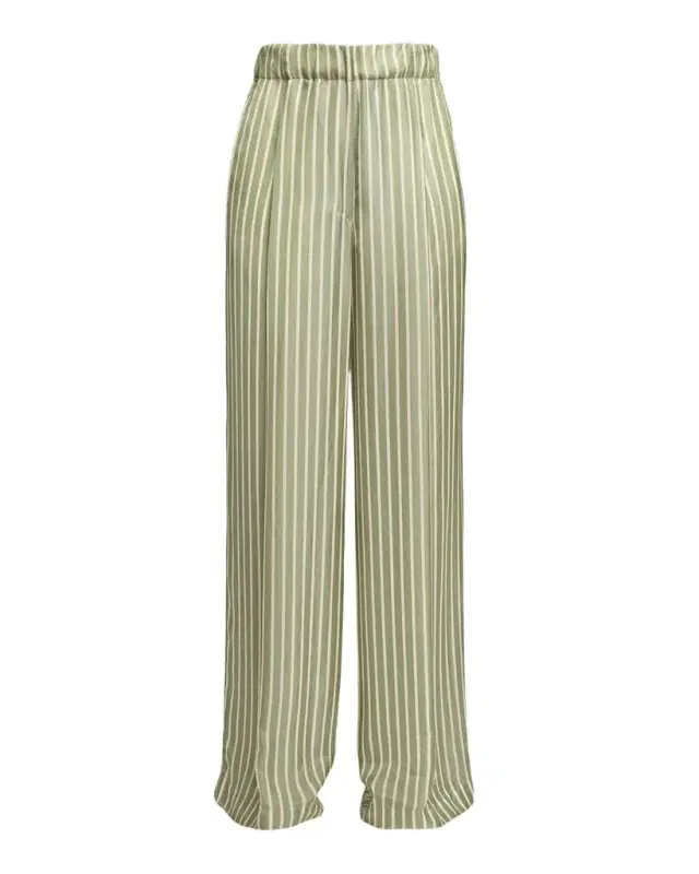 Striped Cupro Wide-Leg Pull-On Pants
