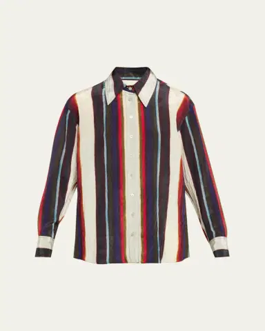 Christopher John Rogers Morris Striped Satin Button-Down Shirt | Thumbnail 5