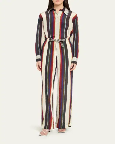 Christopher John Rogers Morris Striped Satin Button-Down Shirt | Thumbnail 6