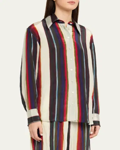 Christopher John Rogers Morris Striped Satin Button-Down Shirt | Thumbnail 8