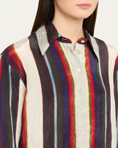 Christopher John Rogers Morris Striped Satin Button-Down Shirt | Thumbnail 9