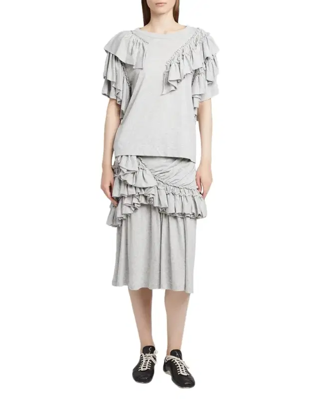 Humairah Tiered Ruffle Jersey Midi Skirt
