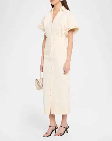 Christopher John Rogers Rolled Short-Sleeve Midi Shirtdress | Thumbnail 3 Christopher John Rogers Rolled Short-Sleeve Midi Shirtdress | Thumbnail 3