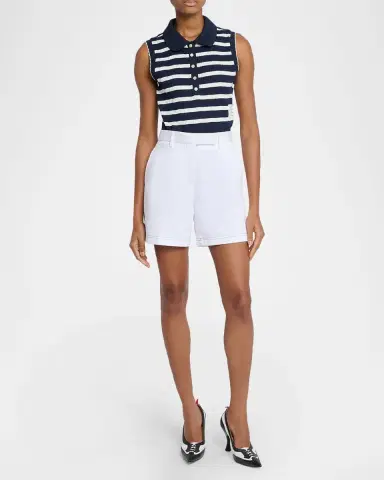 Thom Browne Striped Ladder Rib Sleeveless Polo Top | Thumbnail 2 Thom Browne Striped Ladder Rib Sleeveless Polo Top | Thumbnail 2