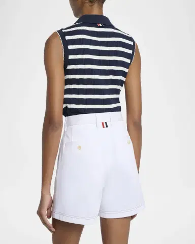 Thom Browne Striped Ladder Rib Sleeveless Polo Top | Thumbnail 3 Thom Browne Striped Ladder Rib Sleeveless Polo Top | Thumbnail 3