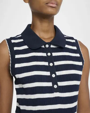 Thom Browne Striped Ladder Rib Sleeveless Polo Top | Thumbnail 5 Thom Browne Striped Ladder Rib Sleeveless Polo Top | Thumbnail 5
