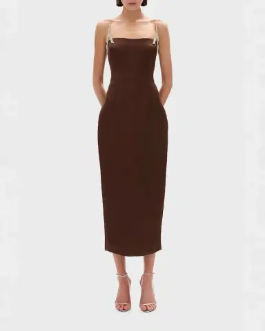 RACHEL GILBERT Leora Crystal-Strap Crepe Ankle Gown | Thumbnail 2