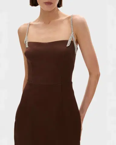 RACHEL GILBERT Leora Crystal-Strap Crepe Ankle Gown | Thumbnail 5