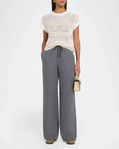 Peserico Straight-Leg Linen Drawstring Pants | Thumbnail 2 Peserico Straight-Leg Linen Drawstring Pants | Thumbnail 2