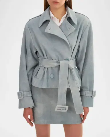 LaMarque Dhana Suede Cropped Trench Coat | Thumbnail 4
