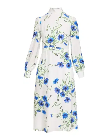 Stella McCartney Floral Print Seersucker Long-Sleeve Midi Dress | Thumbnail 1 Stella McCartney Floral Print Seersucker Long-Sleeve Midi Dress | Thumbnail 1