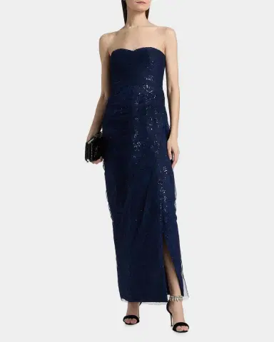 Theia Mal Beaded Lace Strapless Gown | Thumbnail 4