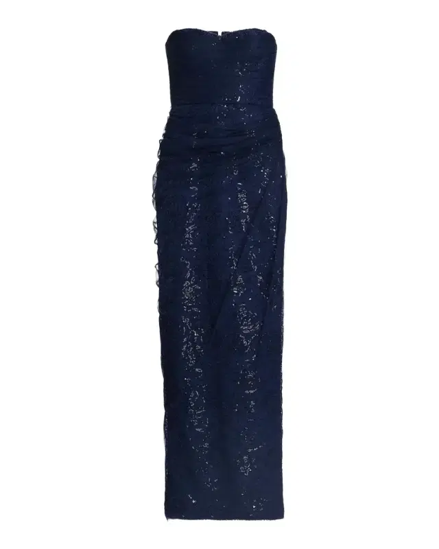 Theia Mal Beaded Lace Strapless Gown