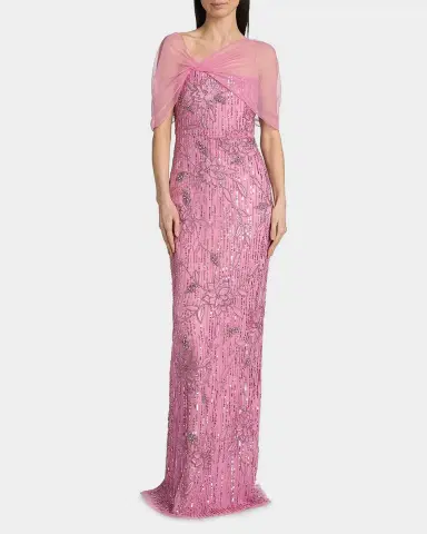 THEIA Clover Shawl Draped Gown | Thumbnail 4 THEIA Clover Shawl Draped Gown | Thumbnail 4