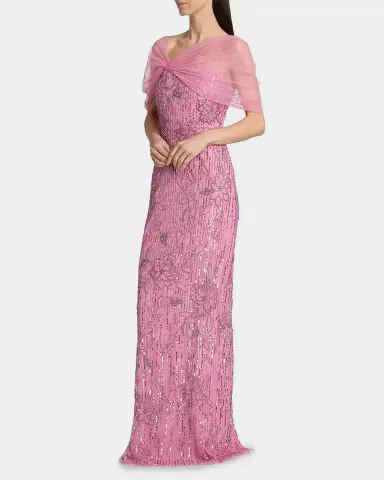 THEIA Clover Shawl Draped Gown | Thumbnail 7 THEIA Clover Shawl Draped Gown | Thumbnail 7