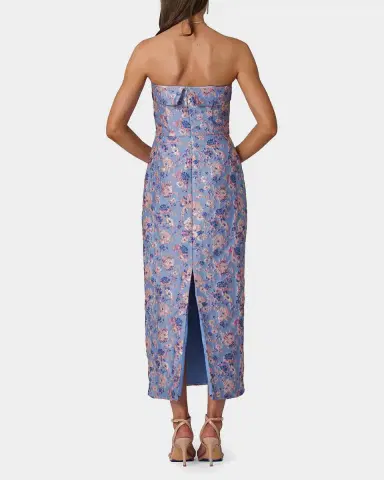 Shoshanna Callie Strapless Floral Jacquard Midi Dress | Thumbnail 3