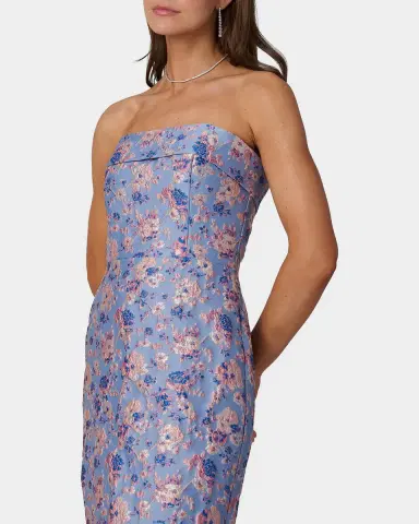 Shoshanna Callie Strapless Floral Jacquard Midi Dress | Thumbnail 4