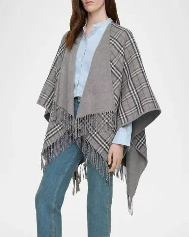 Burberry Reversible Check Wool Cape | Thumbnail 4 Burberry Reversible Check Wool Cape | Thumbnail 4