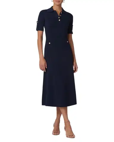Shoshanna Saylor Button-Embellished Knit Midi Dress | Thumbnail 1 Shoshanna Saylor Button-Embellished Knit Midi Dress | Thumbnail 1