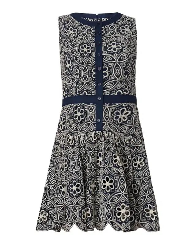 Shoshanna Sierra Floral-Embroidered Flounce Mini Dress