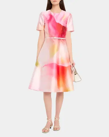 Prabal Gurung Floral-Print Twill Belted Short-Sleeve Dress | Thumbnail 2 Prabal Gurung Floral-Print Twill Belted Short-Sleeve Dress | Thumbnail 2