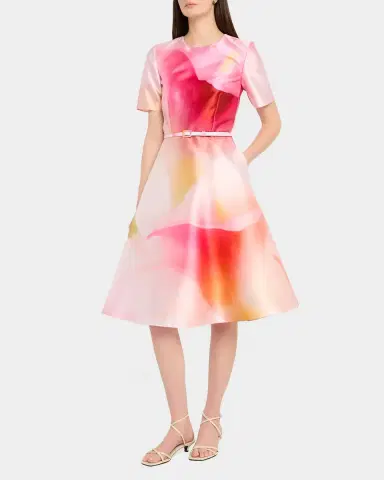 Prabal Gurung Floral-Print Twill Belted Short-Sleeve Dress | Thumbnail 4 Prabal Gurung Floral-Print Twill Belted Short-Sleeve Dress | Thumbnail 4