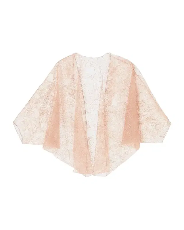 Emporio Armani Leaf-Embroidered Tulle Cape