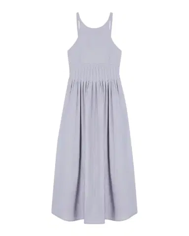 Emporio Armani Pleated Cotton Poplin Midi Dress | Thumbnail 1 Emporio Armani Pleated Cotton Poplin Midi Dress | Thumbnail 1