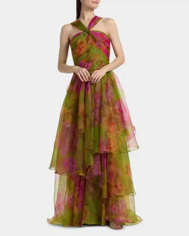 Theia Rosalinda Twisted Halter Gown | Thumbnail 3