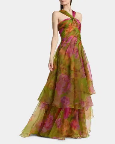 Theia Rosalinda Twisted Halter Gown | Thumbnail 6