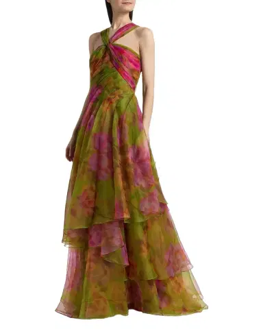 Theia Rosalinda Twisted Halter Gown | Thumbnail 1