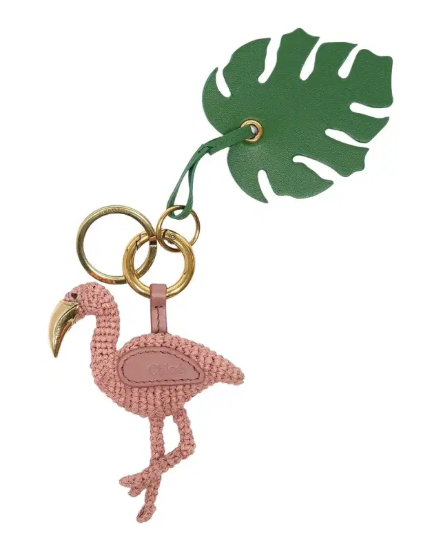 Symbols Raffia Flamingo Keychain