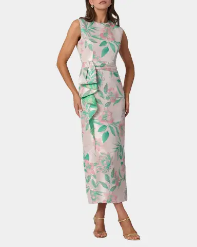 Shoshanna Silvia Sleeveless Floral Jacquard Midi Dress | Thumbnail 2