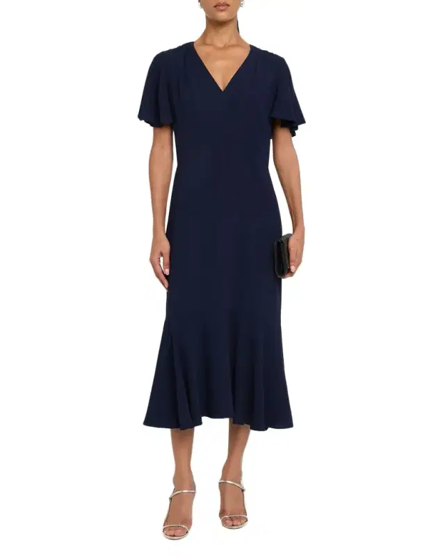 Lorrie Flounce Crepe Midi Dress