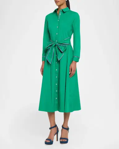 Shoshanna Hastings Striped-Trim Midi Shirtdress | Thumbnail 4 Shoshanna Hastings Striped-Trim Midi Shirtdress | Thumbnail 4