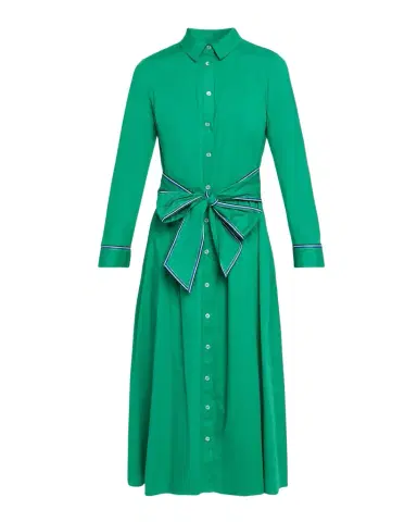 Shoshanna Hastings Striped-Trim Midi Shirtdress | Thumbnail 1 Shoshanna Hastings Striped-Trim Midi Shirtdress | Thumbnail 1