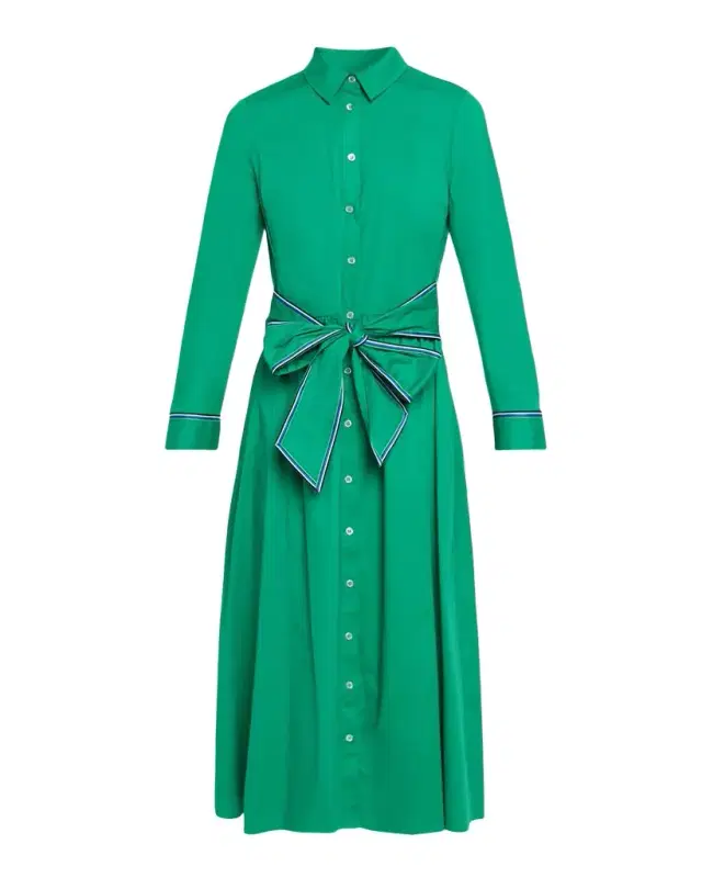 Shoshanna Hastings Striped-Trim Midi Shirtdress