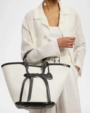 Ralph Lauren Collection Ralph Large Leather-Trim Woven Tote Bag | Thumbnail 2 Ralph Lauren Collection Ralph Large Leather-Trim Woven Tote Bag | Thumbnail 2