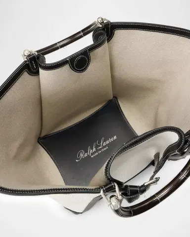 Ralph Lauren Collection Ralph Large Leather-Trim Woven Tote Bag | Thumbnail 4 Ralph Lauren Collection Ralph Large Leather-Trim Woven Tote Bag | Thumbnail 4