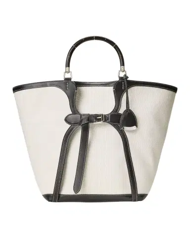 Ralph Lauren Collection Ralph Large Leather-Trim Woven Tote Bag | Thumbnail 1 Ralph Lauren Collection Ralph Large Leather-Trim Woven Tote Bag | Thumbnail 1