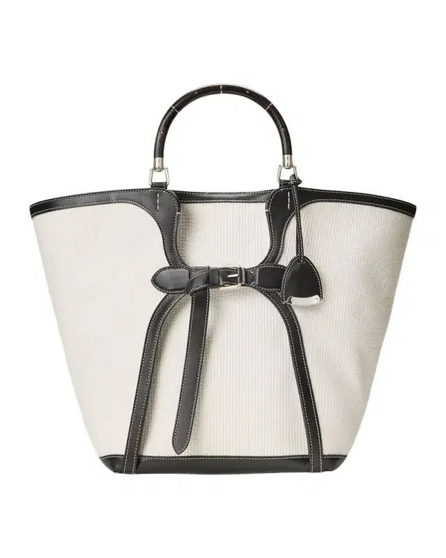 Ralph Lauren Collection Ralph Large Leather-Trim Woven Tote Bag