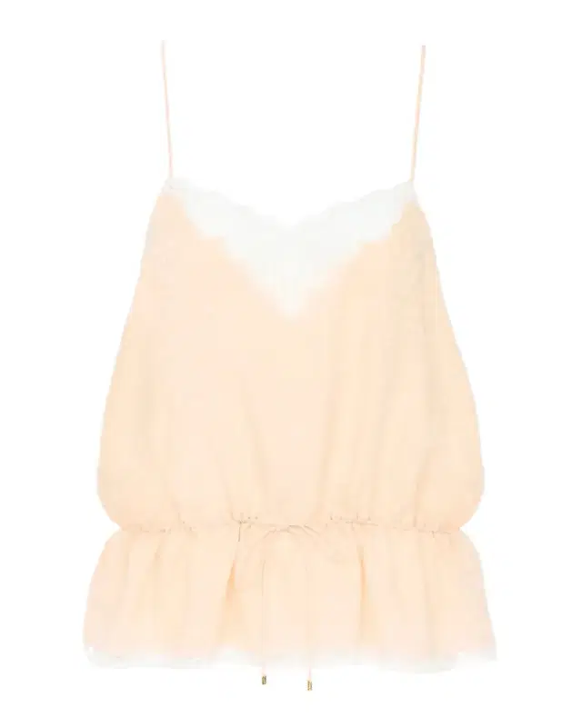 Chloe Lace-Trim Floral Silk Jacquard Sleeveless Top