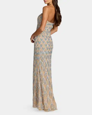 Mac Duggal Strapless Hand-Beaded Mesh Trumpet Gown | Thumbnail 3 Mac Duggal Strapless Hand-Beaded Mesh Trumpet Gown | Thumbnail 3