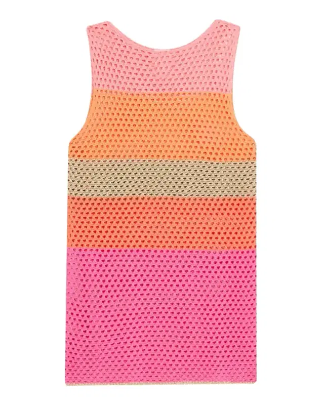 Open-Knit Striped Mini Dress Coverup