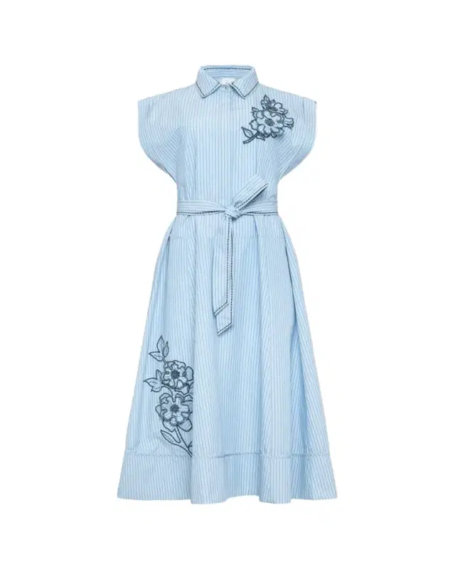 Cinq à Sept Callie Pinstripe Floral Midi Dress